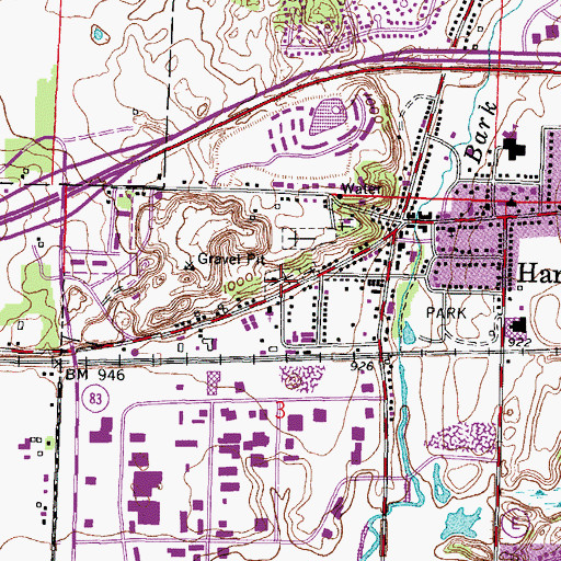 Topographic Map of Village of Hartland Cemetery South, WI