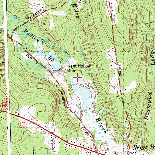 Topographic Map of Patten Brook, CT