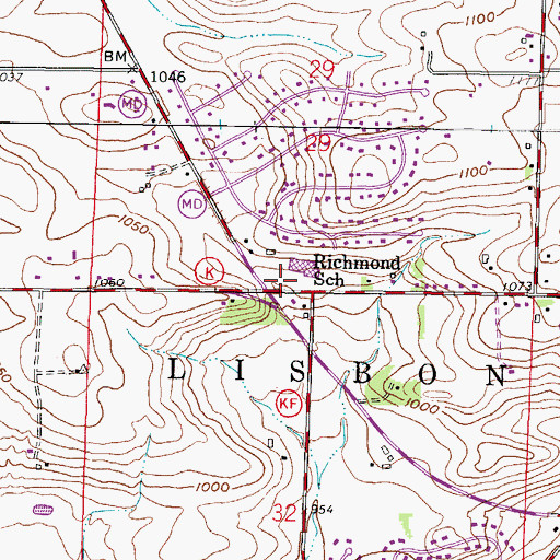 Topographic Map of Richmond Cemetery, WI