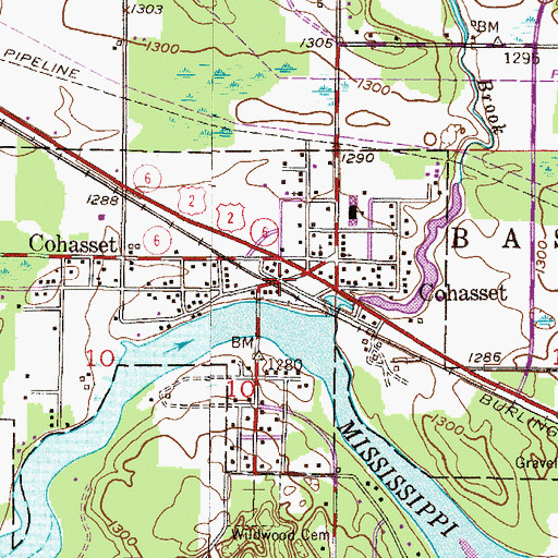 Topographic Map of Cohasset, MN