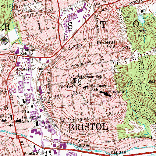 Topographic Map of John Paterson School, CT