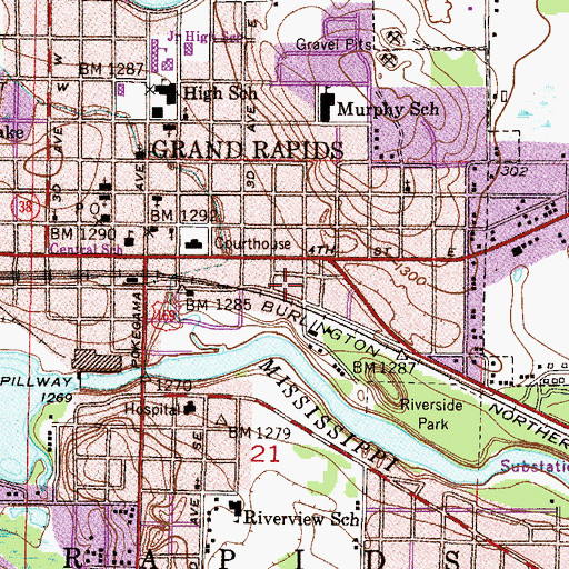 Topographic Map of Oakland Estates Mobile Home Park, MN
