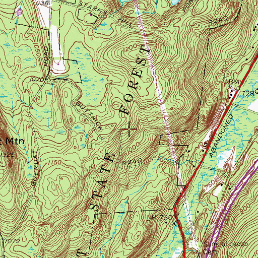 Topographic Map of Paugnut State Forest, CT