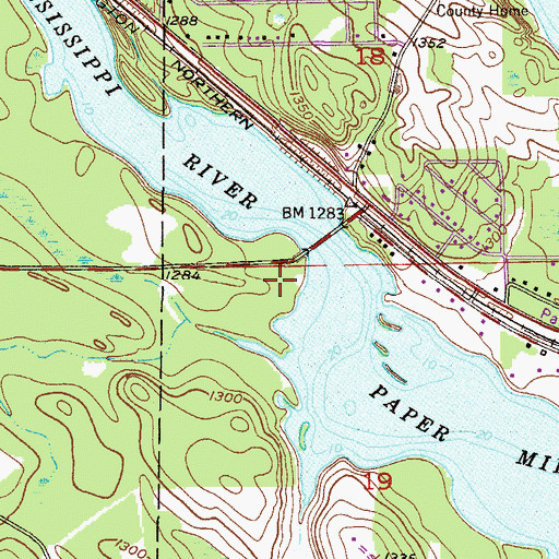 Topographic Map of Blandin Mississippi River Park, MN