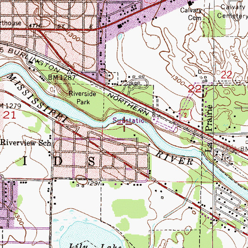 Topographic Map of Oakland Park, MN