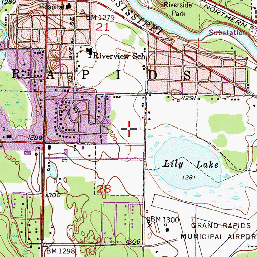 Topographic Map of Willow Park, MN