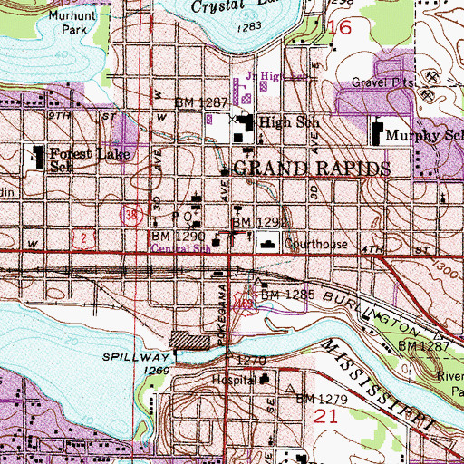 Topographic Map of Grand Rapids Police Department, MN