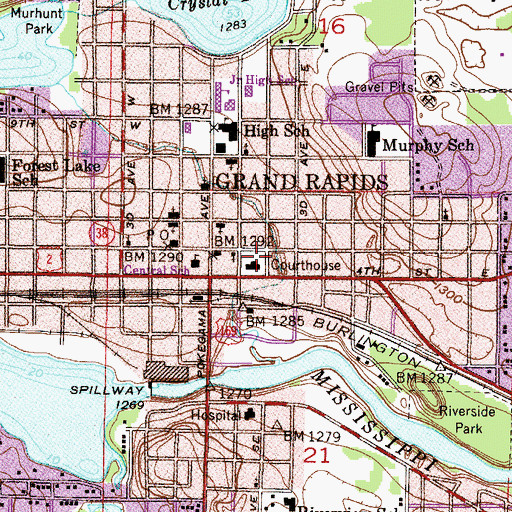 Topographic Map of Itasca County Sherrif's Office, MN