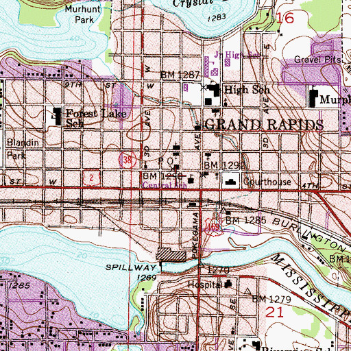 Topographic Map of Central Square Mall, MN