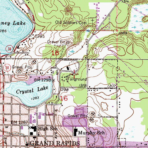 Topographic Map of Grand Rapids Speedway, MN