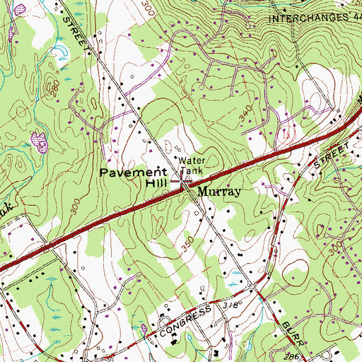 Topographic Map of Pavement Hill, CT