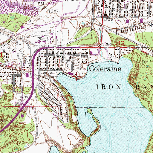 Topographic Map of Coleraine Public Library, MN