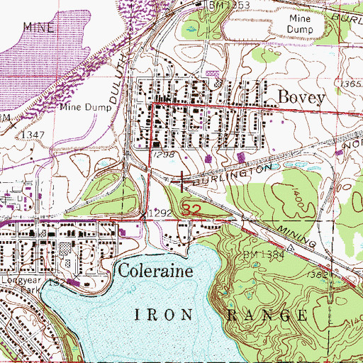 Topographic Map of Bovey City RV Park, MN