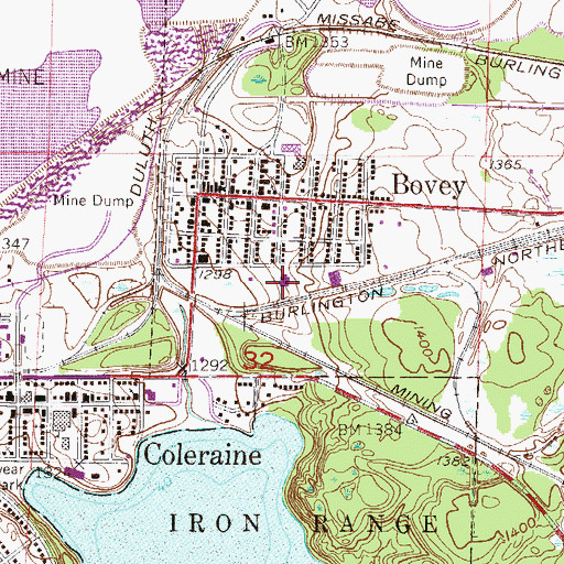 Topographic Map of Greenway Public School, MN