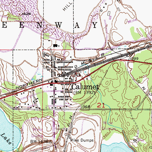 Topographic Map of Calumet, MN