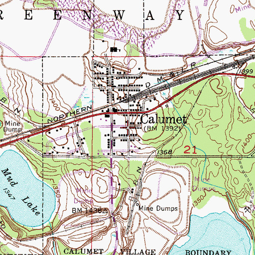 Topographic Map of Calumet Community Presbyterian Church, MN