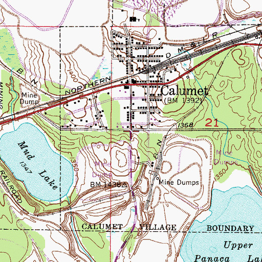 Topographic Map of Calumet City Hall, MN