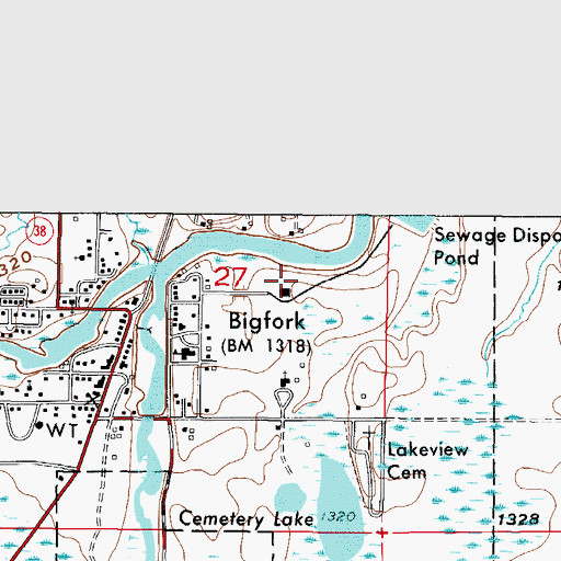 Topographic Map of Bigfork Valley Hospital, MN