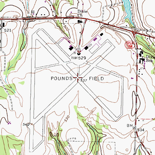 Topographic Map of Tyler Army Air Field (historical), TX