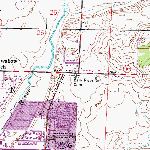 Topographic Map of Bark River Cemetery, WI