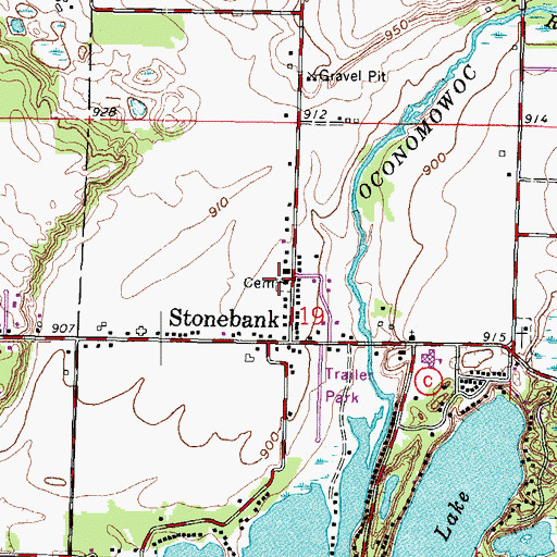 Topographic Map of Saint Johns Lutheran Cemetery, WI