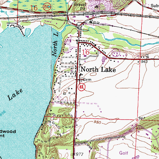 Topographic Map of Saint Peter Episcopal Cemetery, WI