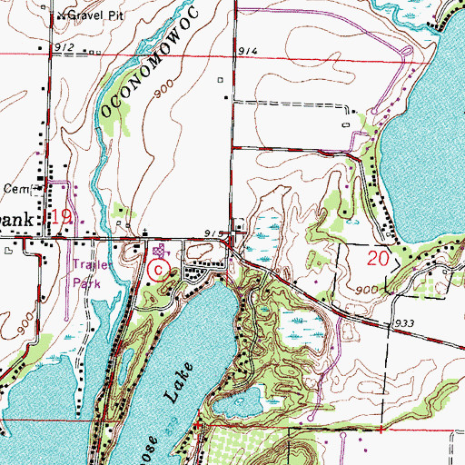 Topographic Map of Stone Bank Presbyterian Cemetery, WI