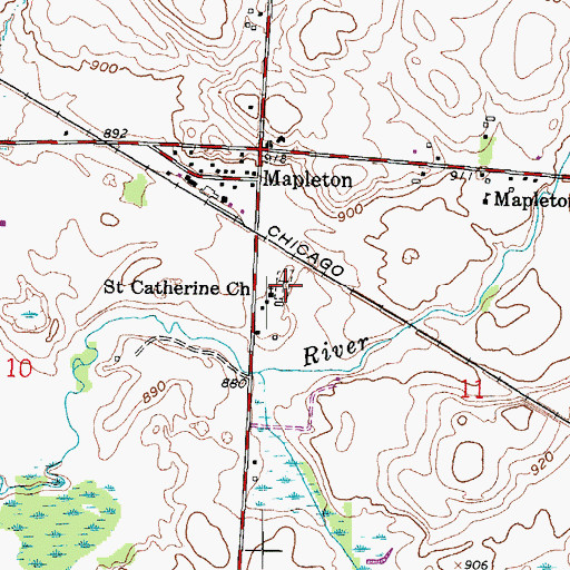 Topographic Map of Saint Catherines Catholic Cemetery, WI