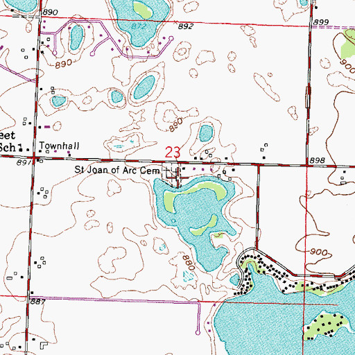 Topographic Map of Oconomowoc Town Cemetery, WI