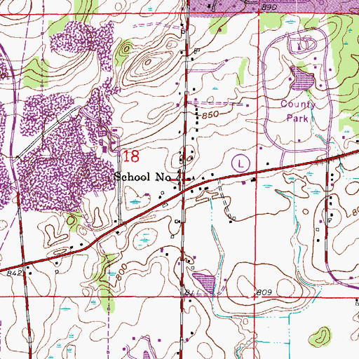 Topographic Map of Jones-Muckey School Cemetery, WI