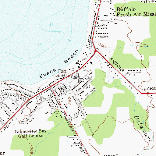 Topographic Map of Evans Park, NY