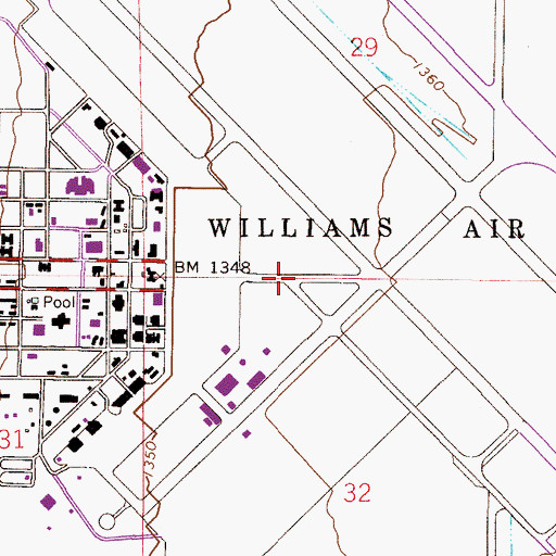 Topographic Map of Williams Field (historical), AZ