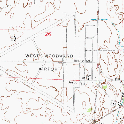Topographic Map of Woodward Army Air Field (historical), OK