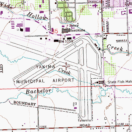 Topographic Map of Yakima Army Air Field (historical), WA