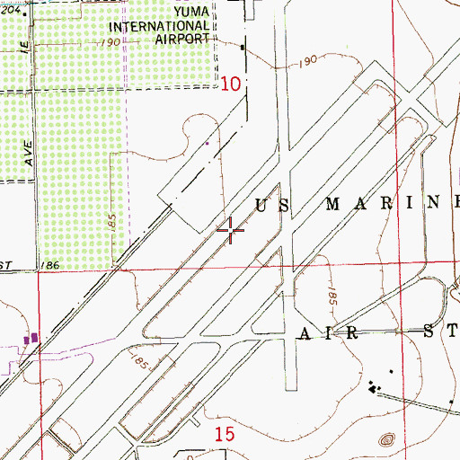 Topographic Map of Yuma Army Air Field (historical), AZ