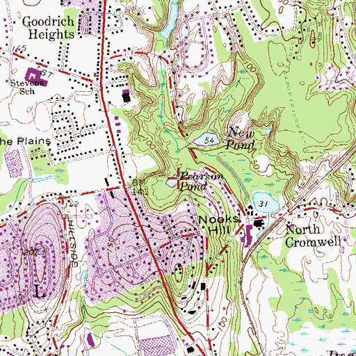 Topographic Map of Pearson Pond, CT