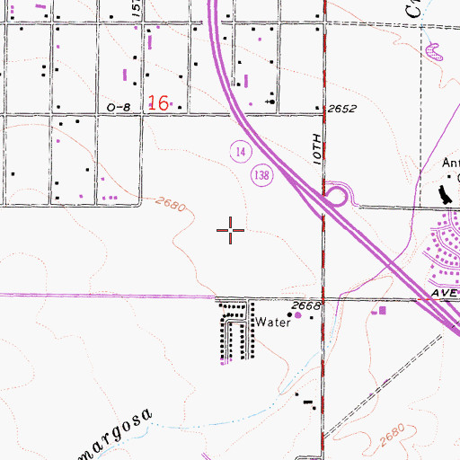 Topographic Map of Antelope Valley Mal Shopping Center, CA