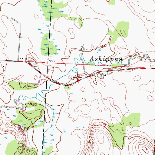 Topographic Map of Monterey Methodist Episcopal Cemetery, WI