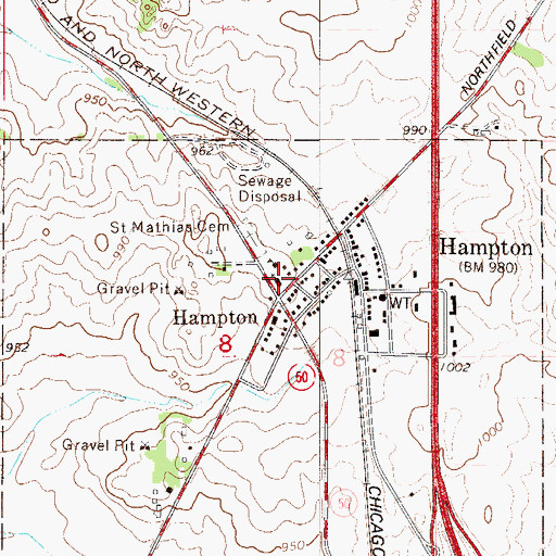 Topographic Map of Saint Mathias Catholic Church, MN