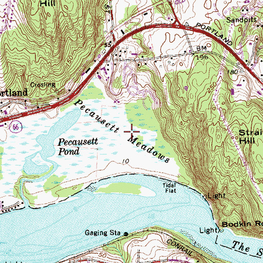 Topographic Map of Pecausett Meadows, CT