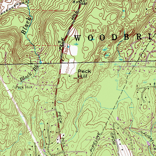 Topographic Map of Peck Hill, CT