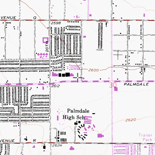 Topographic Map of Living Faith Foursquare Church, CA