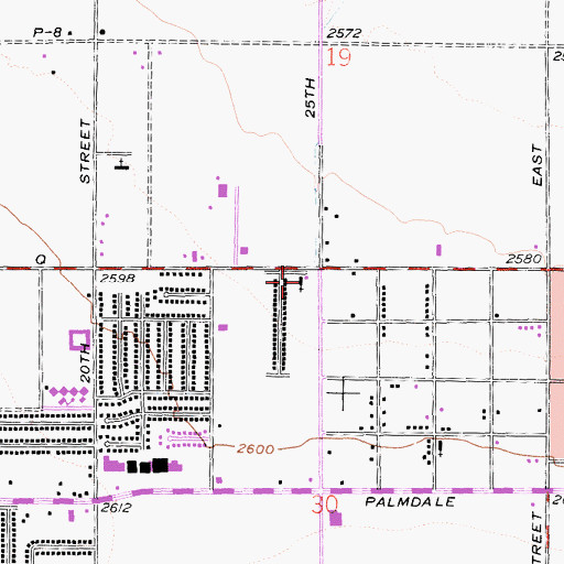Topographic Map of Church of Christ, CA