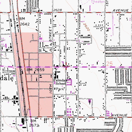 Topographic Map of Masjid of Antelope Valley, CA