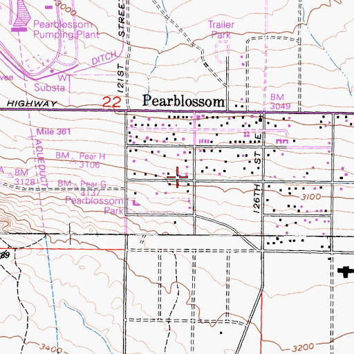 Topographic Map of Foursquare Church of Pearblossom, CA