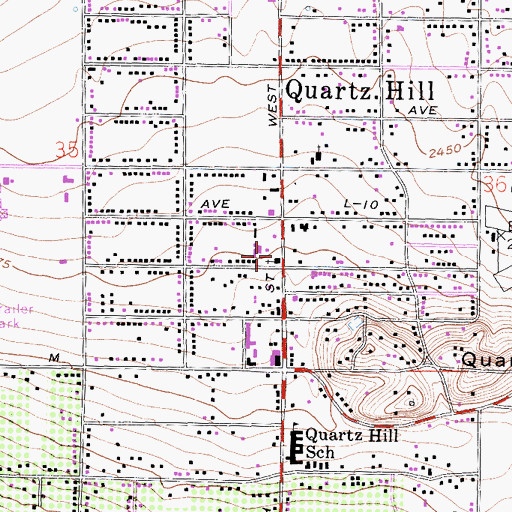 Topographic Map of Church of Christ, CA