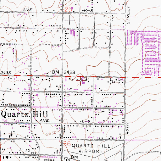 Topographic Map of Quartz Hill Assembly of God Church, CA