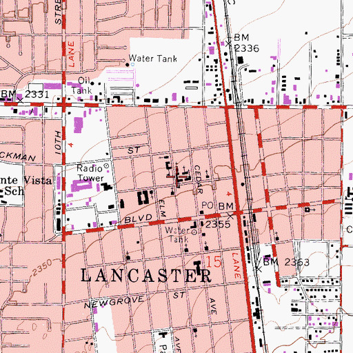 Topographic Map of Sacred Heart Catholic Church, CA