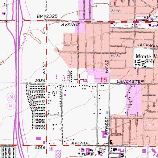 Topographic Map of Lancaster Presbyterian Church, CA