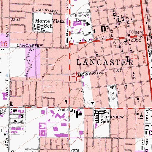 Topographic Map of Grace Lutheran Church, CA